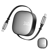 【コネクタ磁気収納&USB-C－USB-C ケーブル240 W】巻き取り充電ケーブル240 w usb-Type C to usb-Type C けーブルPD対応240ワ/5A QC5.0 高速充電 type -c 最大240ワ 高速データ転送 充電コード自由式 105cm 1年間メーカー保証