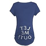 KINDOYO マタニティベビーピーキングTシャツおかしい妊娠Tシャツ (ブルー)