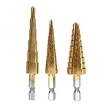 新しい高品質1セット3ピースクイックチェンジ1/4 "六角シャンク大きいtitanium coated stepドリルビットセット
