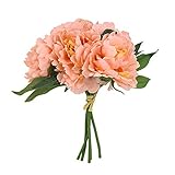 MIOIM シャクヤク peony お祝い インテリア造花 枯れない 手作り 本物そっくり 誕生日 ギフト 贈り物 (オレンジ)