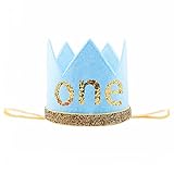 可愛いバースデークラウン 誕生日のミニ王冠 ハーフバースデー ONEシール付き　プリンセス 撮影　記念写真　お宮参り 結婚式 プレゼント 100日祝い　ゴムバンド　ブルー