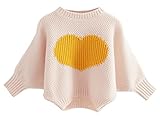 (ラボーグ)La Vogue ベビー服 女の子 ニット セーター キッズ ガールズ カットソー 子供 長袖 プルオーバー トップス ゆったり ハート柄 カジュアル クリーム色 110