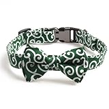 [LaLUCA GOODS] 首輪 犬 猫 しばおもい 散歩 和柄 唐草柄 犬用品 ペットグッズ ペット用品 ドッグ 唐草 和風 軽量 グリーン(リボンあり) M