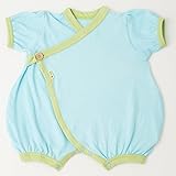 優雅 yuga☆【箱入り】「キモノガーゼ・ロンパース 0-6ヶ月+葉っぱのスタイ 2点セット くちなし染め」  オーガニックコットン100%   天然染め ベビー 服  男の子 女の子 兼用  出産祝