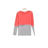 Lecpra (レクプラ) ボーダー ドッキング 授乳口付 トップス マタニティ 授乳服 ピンク オレンジ ( M L XL XXL ) 長袖 (M, 橙)