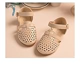 WIN 可愛い キッズ フラットシューズ 女の子 ガールズ サンダル ベビー靴 ベルクロシューズ つま先保護 透かし彫り 女児 子供 フォーマル ベビー 赤ちゃん フォーマル (内寸19cm, クリー