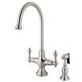 Kingston Brass KS1768ALBS Vintage Classic Kitchen Faucet with Brass Sprayer, 7-7/8-Inch, Satin Nicke