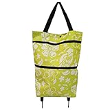 OUNONA ショッピングカート 折りたたみ 2輪キャスター付き 軽量 大容量（緑）