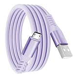 SLuB Micro USB ケーブル【3M】Type A to マイクロタイプB 2A急速充電 USB2.0データ転送 シリコン素材 断線防止 Android 充電コード Type-B PS4 コントローラー充電器 Xperia X/Galaxy S7/Kindle/モバイルバッテリー/加湿器等の各種Micro Type B機器対応 パープル