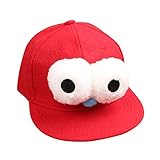 ベビー用ハット Hosam　子ども　野球帽子　鳥打ち帽子　目玉　可愛い飾り　春　秋　冬　防寒　お出かけ用　赤ちゃん　誕生日 出産祝い 記念写真の衣装にベビー 防寒帽子 (レッド)