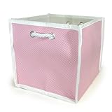 Polka Dot Foldable Canvas Storage Basket - Pink - Medium by The Lucky Clover Trading