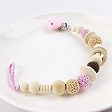 歯がため おしゃぶり 歯固め授乳ジュエリー?赤ちゃんのおもちゃ?握りやすい ペンダント 木製 がらがら[BPAフリー][FDA認可済]木育 安全 無味 ピンク ブラウン