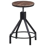 不二貿易 スツール 座面高45~55cm 天然木 スチール ブラック 14087