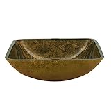 Yosemite Home Decor CARMEN Fused Topmount Square Glass Basin, Antique Gold [並行輸入品]