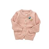 Pojour ベビー服 子供服 女の子ニットセーター 冬 防寒 かわいいトップス おしゃれカーディガン 暖かい 厚手 綿 ベビールームウェア 普段着 カジュアル 旅行 記念日 プレゼント 丸首 黄色