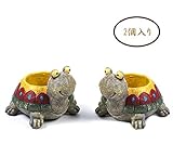 Kooyi 多肉植物 鉢 プランター インテリア 置物 かわいい プレゼント ギフト DIY 飾り 幸運を呼ぶカメ (Ⅰ)х2個入り