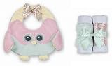 Bearington Bears Hoots Owl Baby Bib and 2 Burp Cloth Set by Bearington