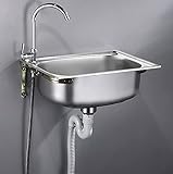 業務用ステンレス壁掛け洗面シンク シンプルキッチンシンク 洗面器 壁掛け金具付き (38*32cm) (38*32cm)