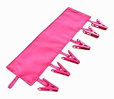 ポータブルハンガー6クリップ折りたたみ式バスルームハングウェアラックローズレッド