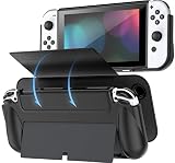 Switch 有機el カバー スイッチ OLED TPU製 ケース 人間工学ハンドルタイプ ソフト 着脱式 マグネット式 全面保護 耐衝撃 Switch 有機elモデル対応 ブラック