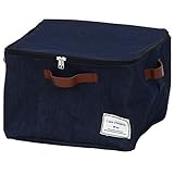 不二貿易 デニム風 ファブリック収納ボックス 蓋付き Sサイズ ネイビー 幅27×奥行27cm 24525