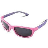 RIVBOS（リバッズ）RBK1511 キッズ 子供用サングラス 偏光レンズ ゴムフレーム UVカット ボーイズサングラス ガールズサングラス (ピンク)