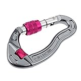Fityle 高品質　登山装備　安全装置　ねじ　ロック　空中作業用　クライミング　アルミ　カラビナ　25kn　赤　