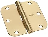 Stanley Hardware RD758 3-1/2" X 3-1/2" 5/8" Radius Residential Hinge in Satin Brass [並行輸入品]