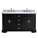 Ove Decors Ulc (インポート) pebristol60bブリストル60 cm洗面化粧台ブラック大理石の化粧台Top in Carraraホワイト