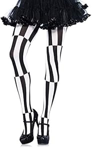 LEGAVENUE パンティストッキング 幾何学模様 1PC ブラック/ホワイト LA7904