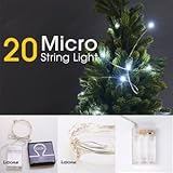 LIDORE Micro 20 Cold White LED string lights Timer version. Battery operated 7 Feet Long Ultra thin 