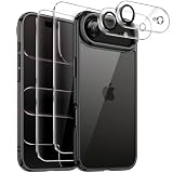 JETech 5 in 1 iPhone Air用 ケース 2枚強化ガラスフィルム+2枚カメラレンズフィルム付き 黄ばまない 耐衝撃バンパースマホカバー 6.5インチディスプレイ (ブラック)