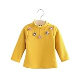 Pojour ベビー服 子供服 女の子トップス 長袖上着 秋冬 裏毛 厚手 可愛い小花飾りトップス オシャレ 保温 エアコン室 防寒対策