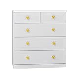 アルファタカバ ディズニー家具シリーズ セレクトミッキー 80cm幅4段ホワイト 取っ手スタンダードイエロー