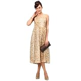 スウィートマミー ラメ入り 箔プリント シフォン マキシ丈 授乳 ワンピース M ゴールド