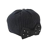 (チャックル) chuckle *ティノティノ*リボン付きニットベレー帽 ブラック 46-48cm P9273-48-01