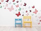 I-love-Wandtattoo WAS-10355 Wall stickers Kids Springy butterflies with girl colors in pastel 40 pie
