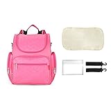 RONGTONGDA レディース 防水 マザーバッグ リュックサック リュック バックパック デイバック 肩掛け ママ 機能的 大容量 大きめ (ピンク)