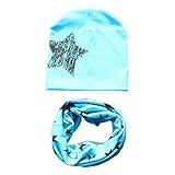 Ochine　ベビー　キッズ　子供　大きい星柄帽子＋小さい星柄マフラー　コットン　二点セット　超可愛い　男女兼用　保温防寒　撮影用にも　出産祝い　贈り物　フリーサイズ　7色選択