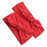 Lovoski 2点セット　ママ　ベビー　親子　蝶結び　ウサギの耳　ヘアバンド　ラップ　ヘッドバンド　髪留め　全8色 - レッド