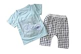 BABY tree 半袖 キッズ Tシャツ ＆ 短パン 上下セット ルームウエア (90, 水色 自転車)