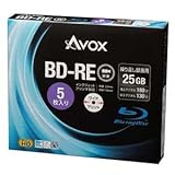 AVOX ブルーレイディスク BD-RE 繰り返し録画用 25G 1-2倍速 5枚 パック BE130RAPW5A