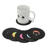 6pcsビニールレコードコースターコーヒーマグホルダーカップマットレトロプレースマット