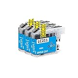 【SMILE CAT】ブラザー用 LC211 LC211C互換インク ブラザーB211 B211Cインクカートリッジ シアン 3本セット 大容量, ICチップ付き 残量表示 対応機種 :DCP-J562N MFC-J730DN MFC-J730DWN MFC-J737DN MFC-J737DWN MFC-J830DN MFC-J830DWN MFC-J837DN MFC-J837DWNなど