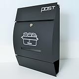 郵便ポスト郵便受け北欧風大型 壁掛け鍵付きマグネット付黒色猫柄ポストpm192