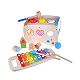 木製の学習ハンマーリング＆打撃おもちゃ+ 8ノートキロフォン+シェイプカラー認識、誕生日ギフトおもちゃ3歳向け5歳以上子供用赤ちゃん幼児少年少女