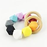 Mamiami Home おしゃぶり シリコンブレスレット ナチュラル 木製リング 赤ちゃんのおもちゃ 噛がため 1個