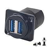 QIANRENON USB 3.0 デュアルパネルマウントはんだレスコネクタ、USB 3.0メス-メスカプラーソケット、オーディオ、ビデオ、オプトエレクトロニクスネットワーク用パススルーアダプター。