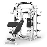 Marcy SM-7409 スミスマシンケージ 多目的 ホームジム トレーニングシステム プルアップバー&ランドマインステーション付き 筋力トレーニング、カーディオなど用 ホワイト