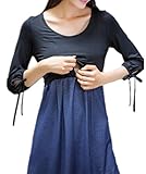 (オーセンティック) AUTHENTIC マタニティ ワンピース 授乳服 妊婦服 産前 産後 授乳口付き ボーダー フォーマル (M, ブラック)